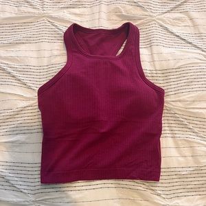 Lululemon Ebb to Street Cropped Racerback Tank Top in Magenta Purple